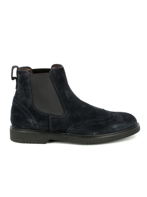 stivaletto chelsea da uomo in camoscio blu con lavorazione inglese NERO GIARDINI | I500841U200